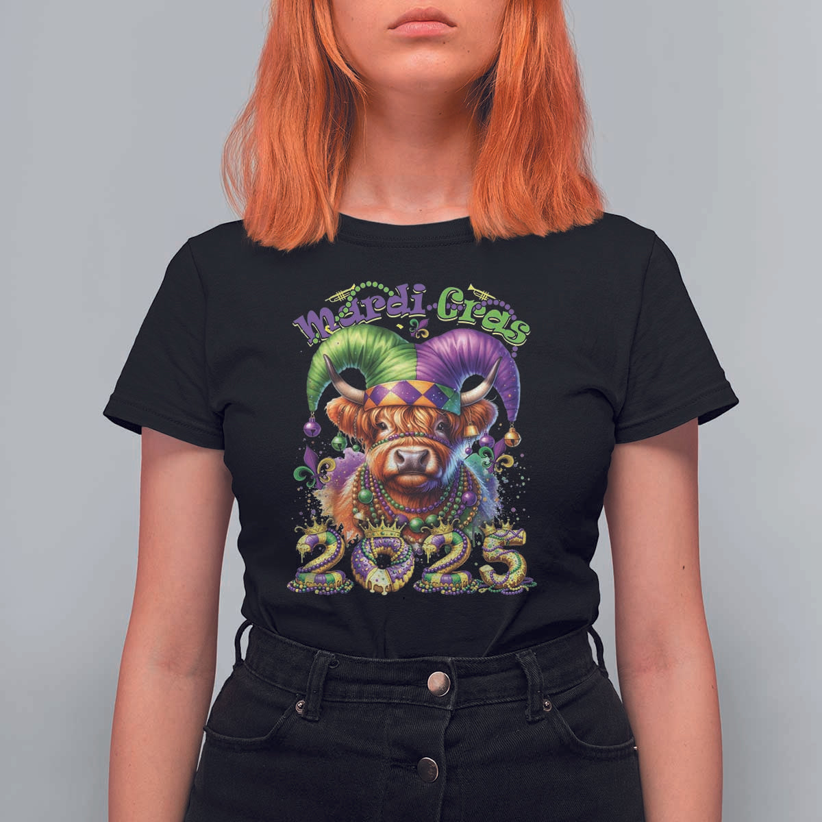 Mardi Gras 2025 T Shirt For Women Cow Jester Outfit