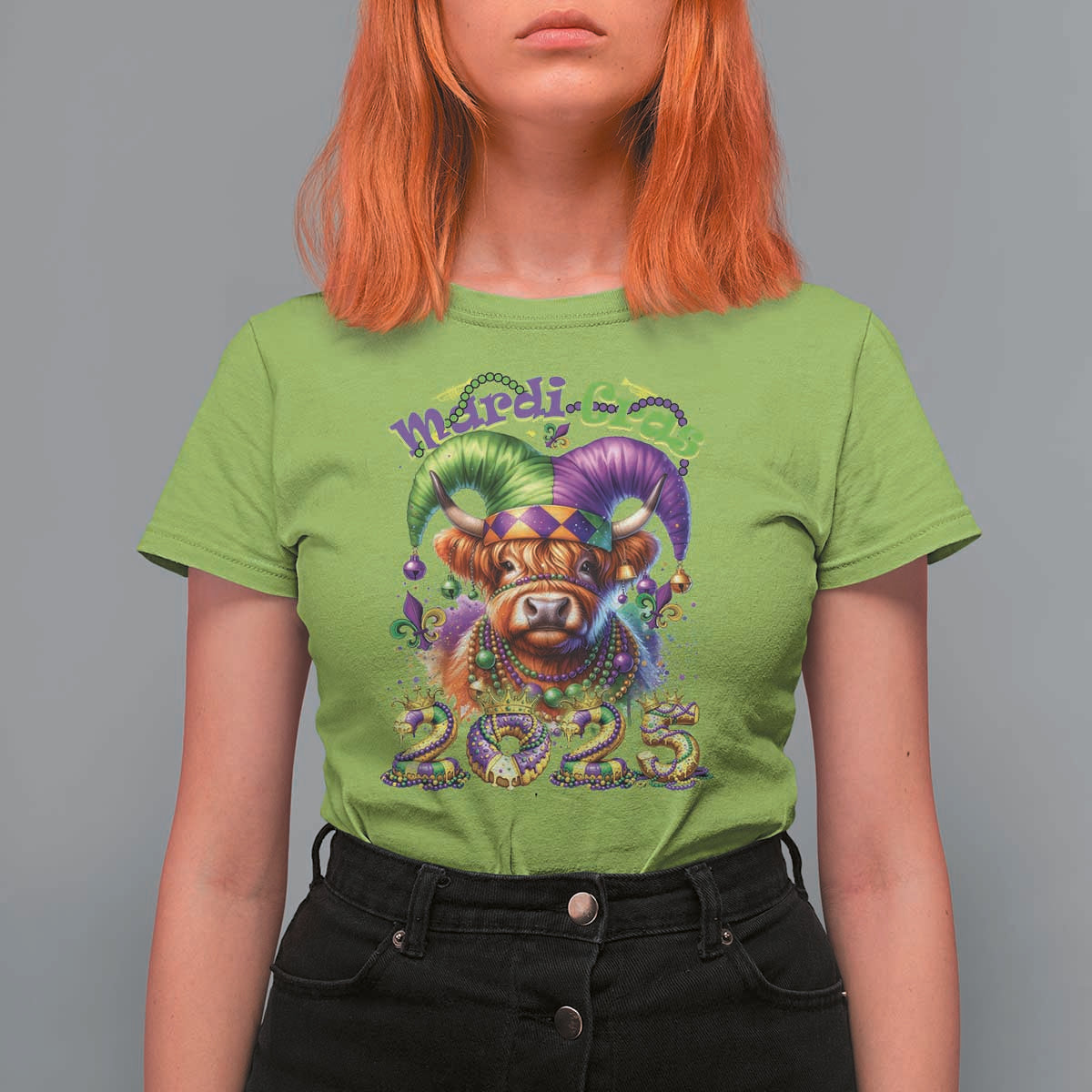 Mardi Gras 2025 T Shirt For Women Cow Jester Outfit
