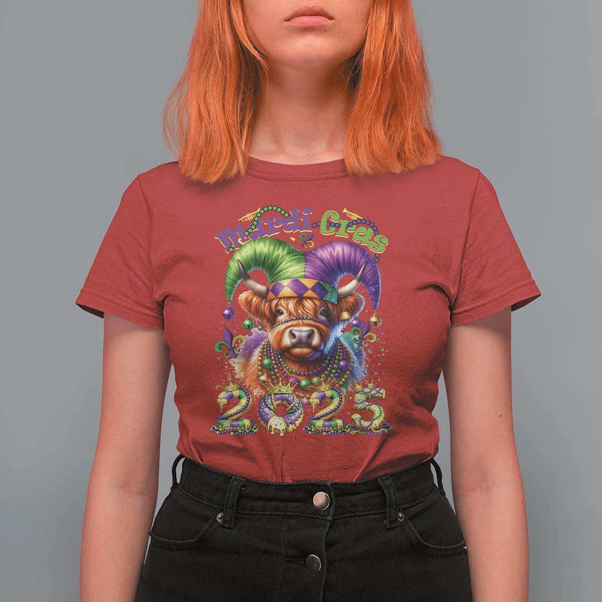 Mardi Gras 2025 T Shirt For Women Cow Jester Outfit