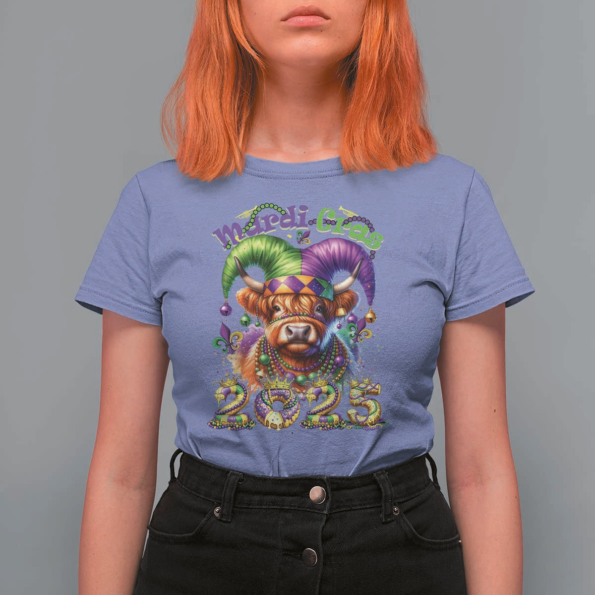 Mardi Gras 2025 T Shirt For Women Cow Jester Outfit