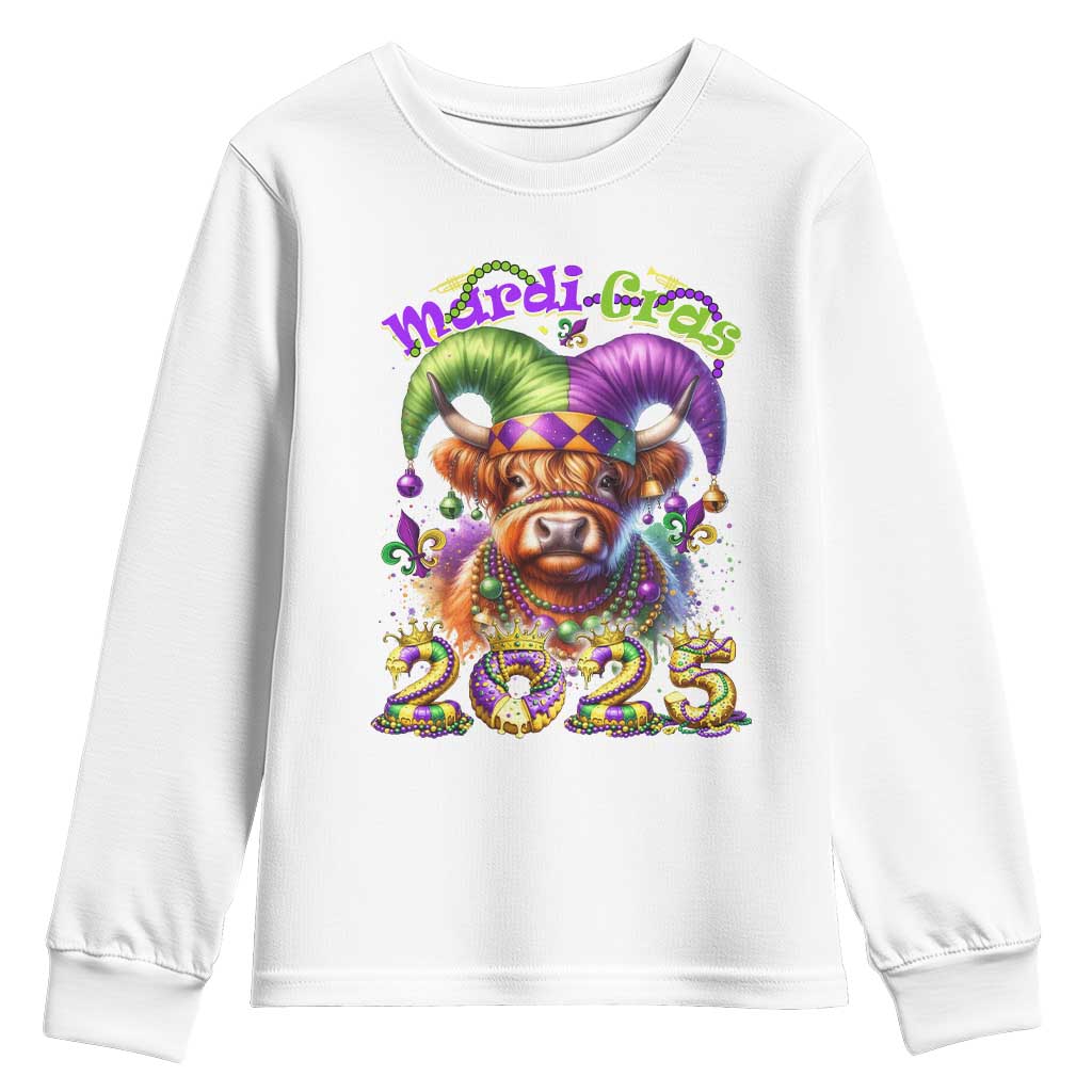 Mardi Gras 2025 Youth Sweatshirt Cow Jester Outfit
