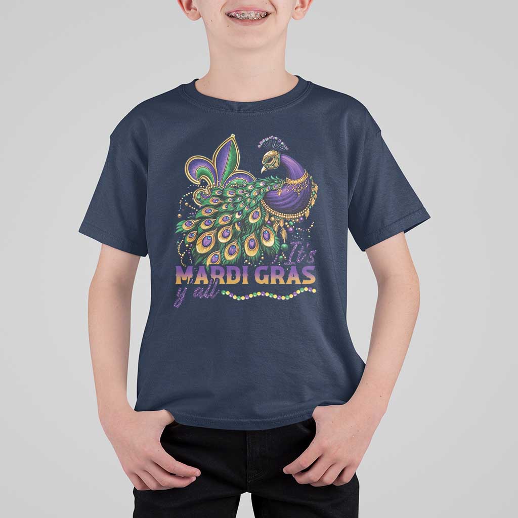 Mardi Gras T Shirt For Kid Its Mardi Gras Y'all Peacock Costume