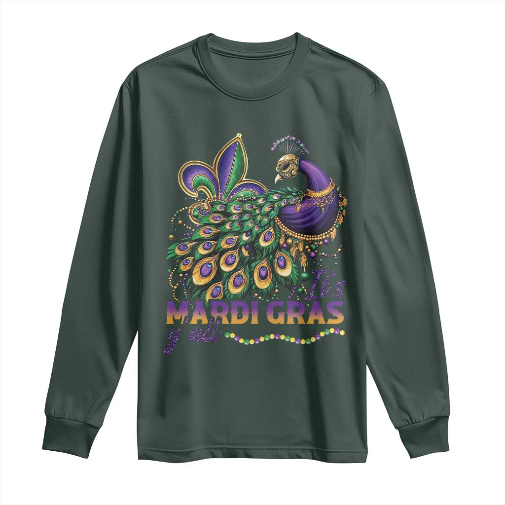 Mardi Gras Long Sleeve Shirt Its Mardi Gras Y'all Peacock Costume