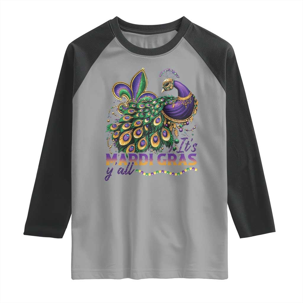 Mardi Gras Raglan Shirt Its Mardi Gras Y'all Peacock Costume