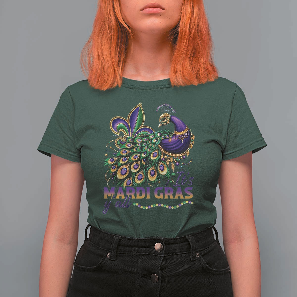 Mardi Gras T Shirt For Women Its Mardi Gras Y'all Peacock Costume