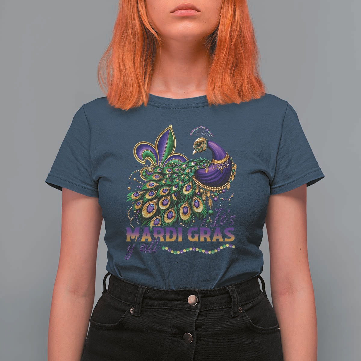 Mardi Gras T Shirt For Women Its Mardi Gras Y'all Peacock Costume