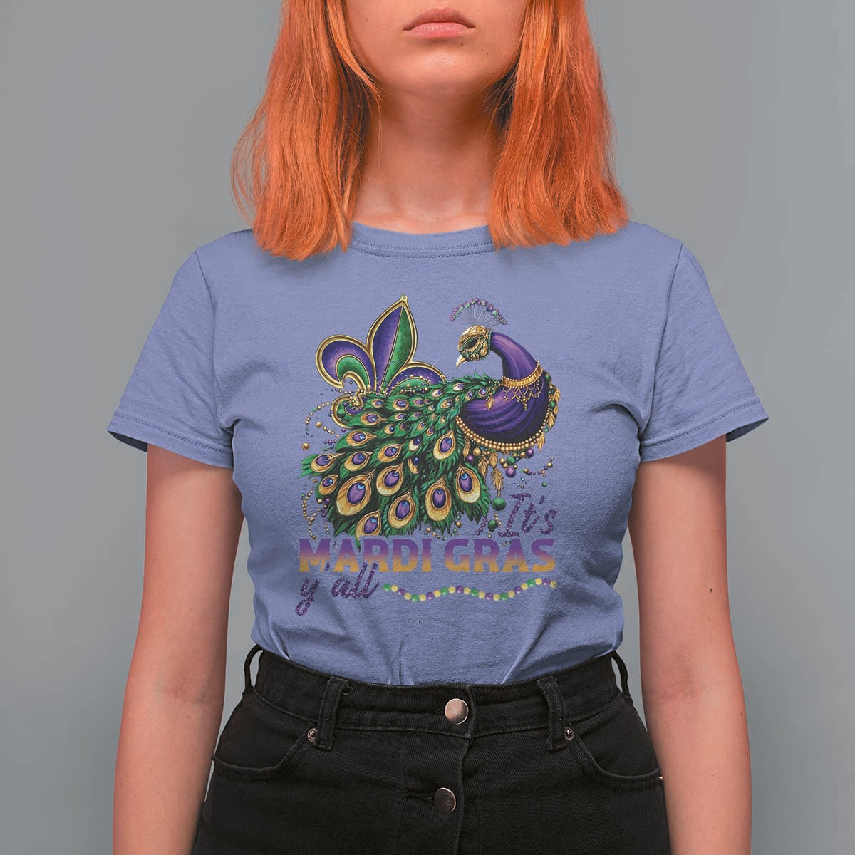 Mardi Gras T Shirt For Women Its Mardi Gras Y'all Peacock Costume