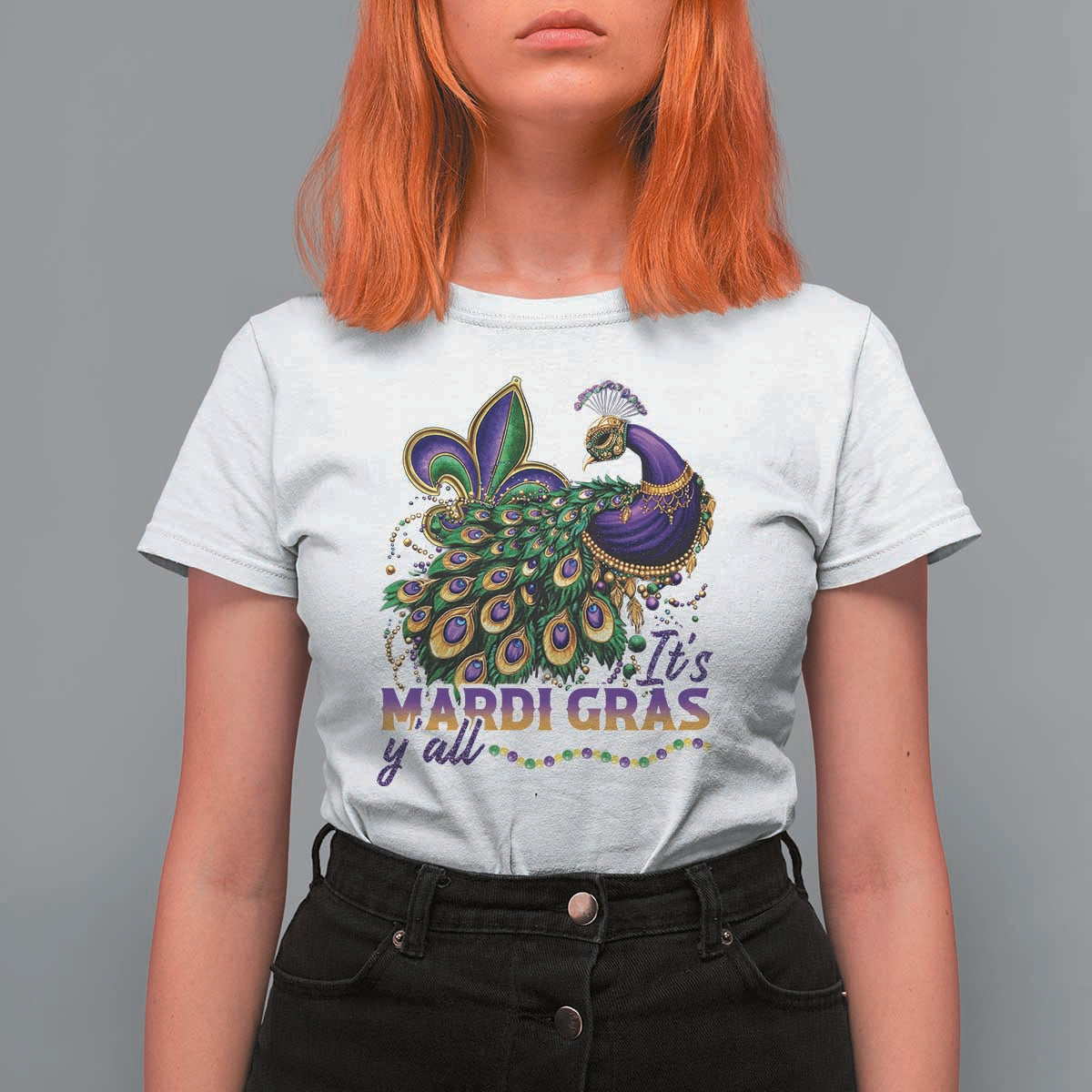 Mardi Gras T Shirt For Women Its Mardi Gras Y'all Peacock Costume