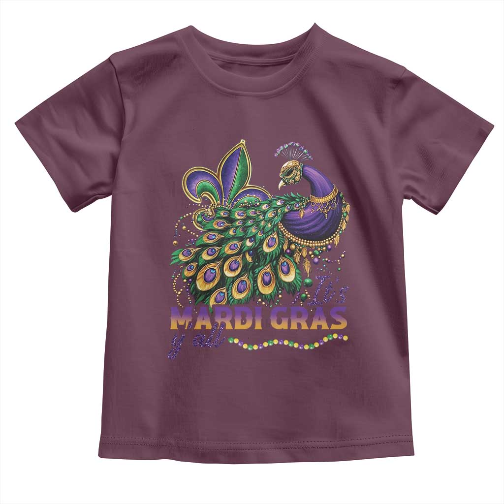 Mardi Gras Toddler T Shirt Its Mardi Gras Y'all Peacock Costume