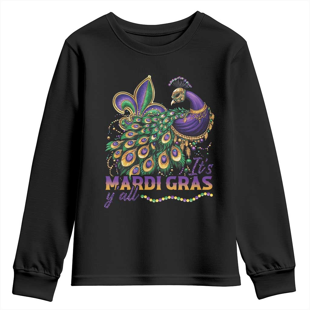 Mardi Gras Youth Sweatshirt Its Mardi Gras Y'all Peacock Costume
