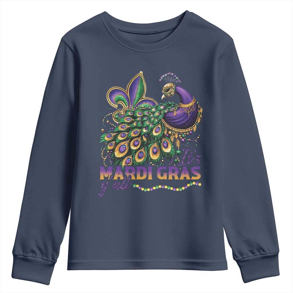 Mardi Gras Youth Sweatshirt Its Mardi Gras Y'all Peacock Costume