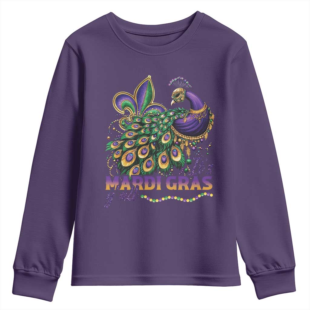 Mardi Gras Youth Sweatshirt Its Mardi Gras Y'all Peacock Costume