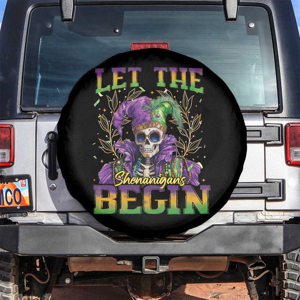 Mardi Gras Spare Tire Cover Let The Shenanigans Begin Skeleton Jester Costume