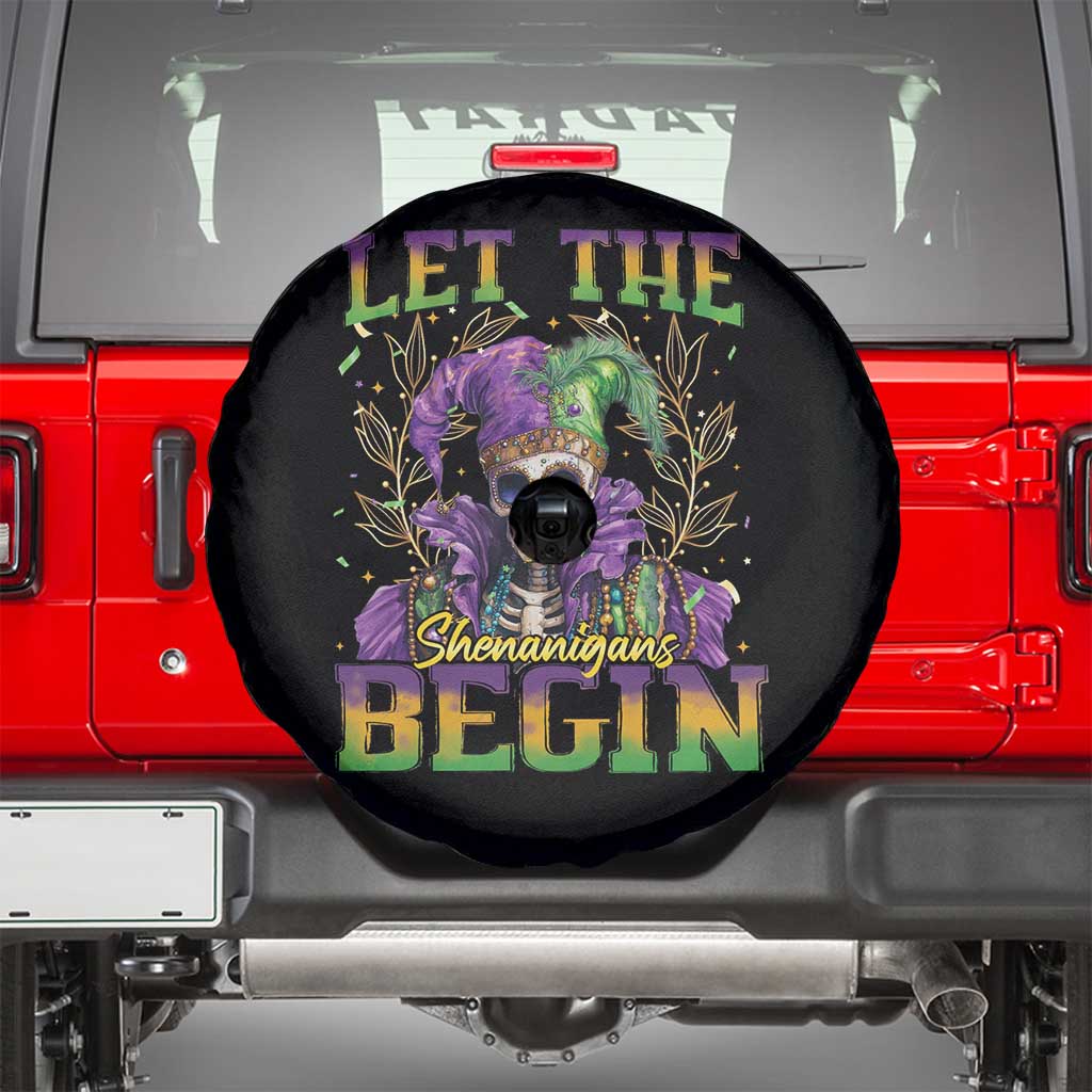 Mardi Gras Spare Tire Cover Let The Shenanigans Begin Skeleton Jester Costume
