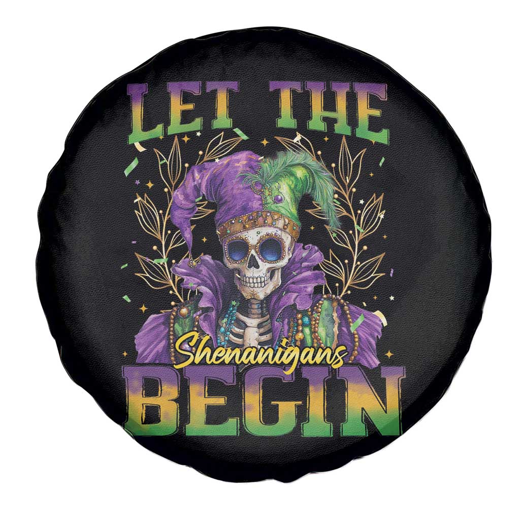 Mardi Gras Spare Tire Cover Let The Shenanigans Begin Skeleton Jester Costume