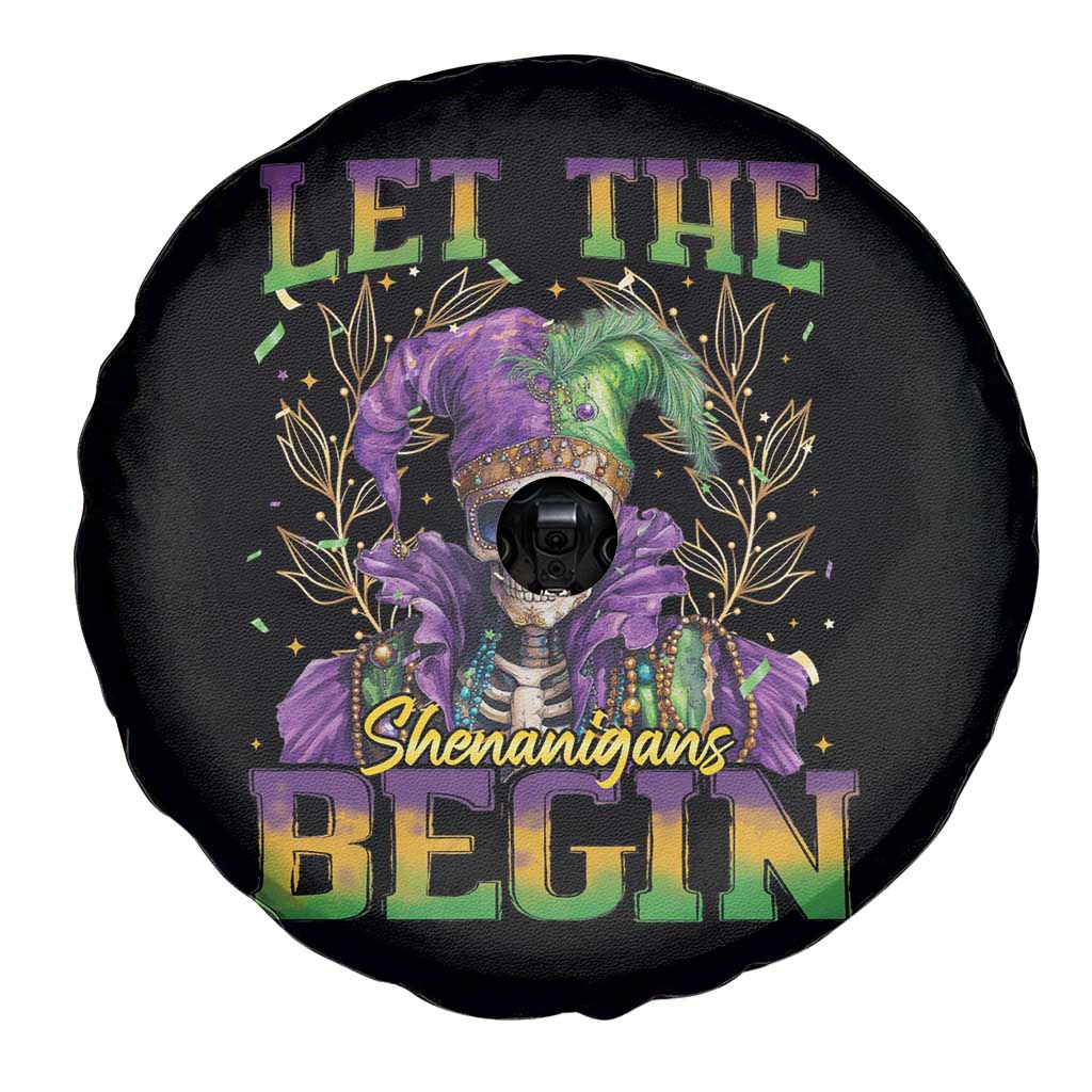Mardi Gras Spare Tire Cover Let The Shenanigans Begin Skeleton Jester Costume