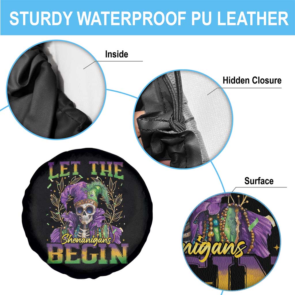 Mardi Gras Spare Tire Cover Let The Shenanigans Begin Skeleton Jester Costume