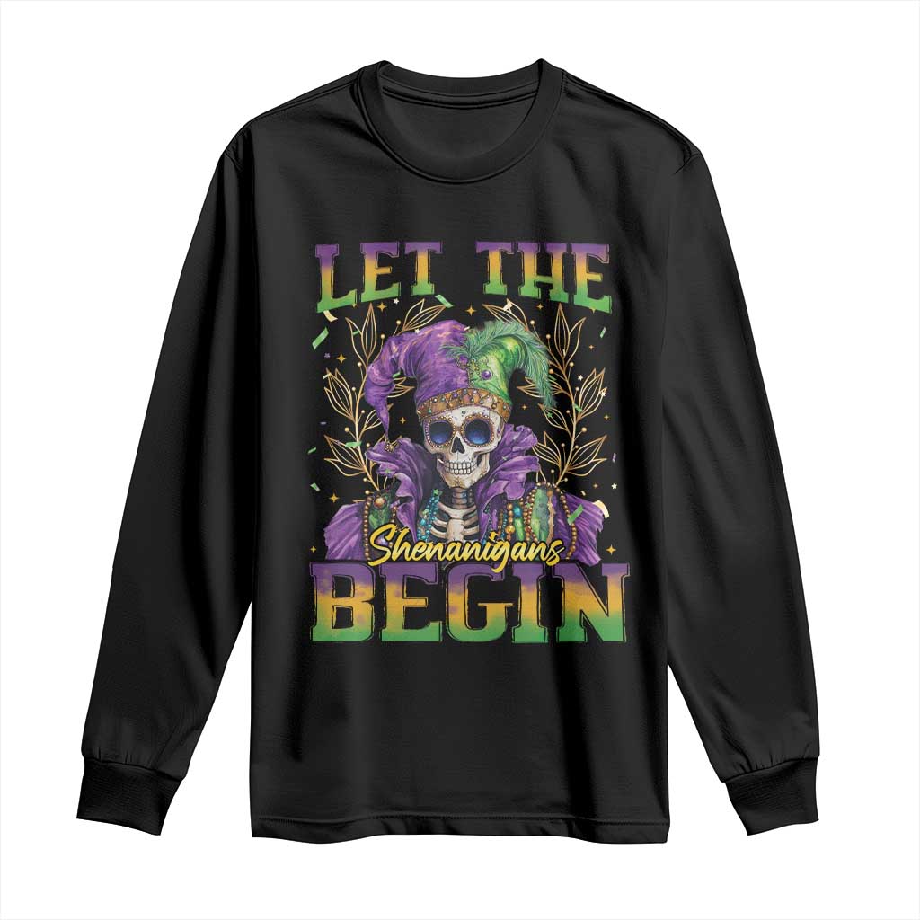 Mardi Gras Long Sleeve Shirt Let The Shenanigans Begin Skeleton Jester Costume