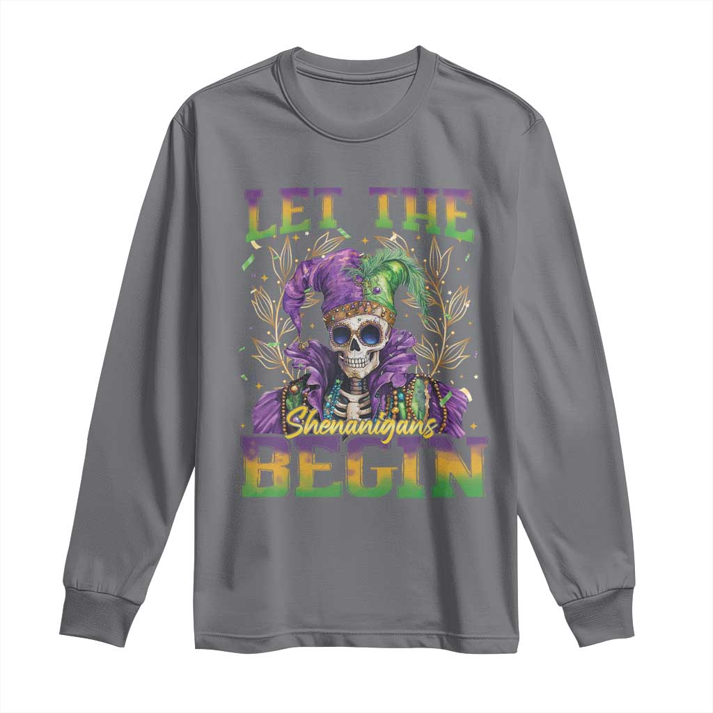 Mardi Gras Long Sleeve Shirt Let The Shenanigans Begin Skeleton Jester Costume
