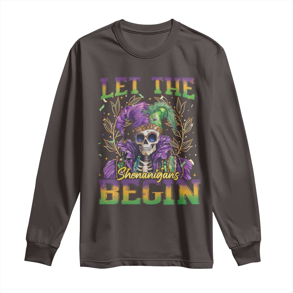 Mardi Gras Long Sleeve Shirt Let The Shenanigans Begin Skeleton Jester Costume