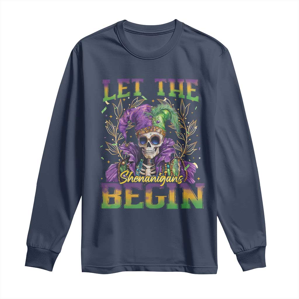 Mardi Gras Long Sleeve Shirt Let The Shenanigans Begin Skeleton Jester Costume