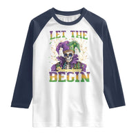 Mardi Gras Raglan Shirt Let The Shenanigans Begin Skeleton Jester Costume