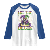 Mardi Gras Raglan Shirt Let The Shenanigans Begin Skeleton Jester Costume