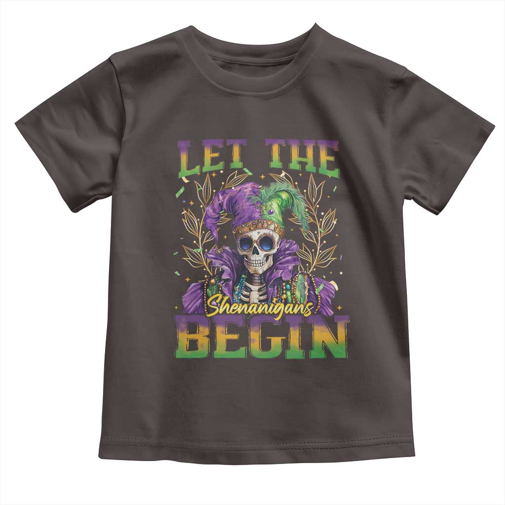 Mardi Gras Toddler T Shirt Let The Shenanigans Begin Skeleton Jester Costume