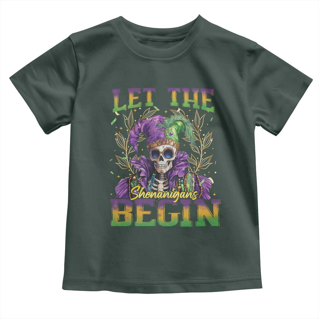 Mardi Gras Toddler T Shirt Let The Shenanigans Begin Skeleton Jester Costume