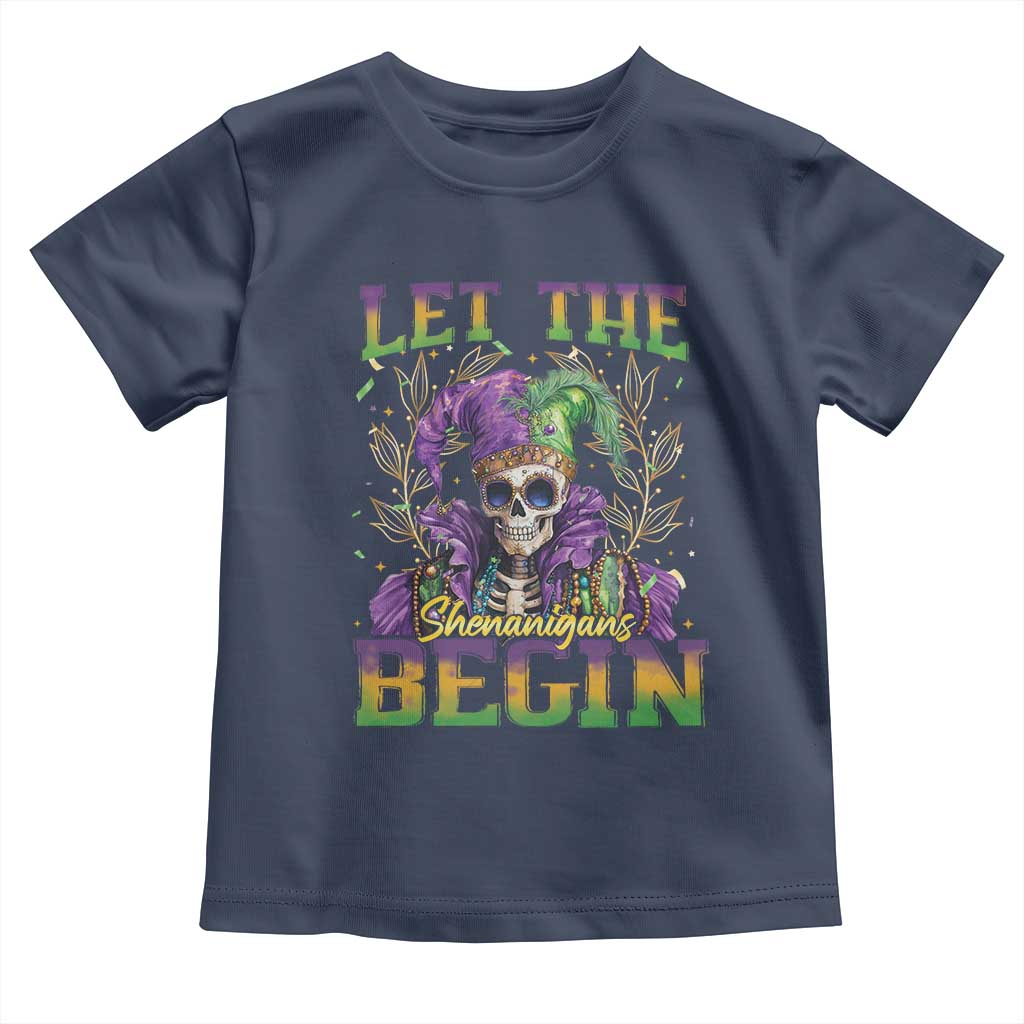 Mardi Gras Toddler T Shirt Let The Shenanigans Begin Skeleton Jester Costume