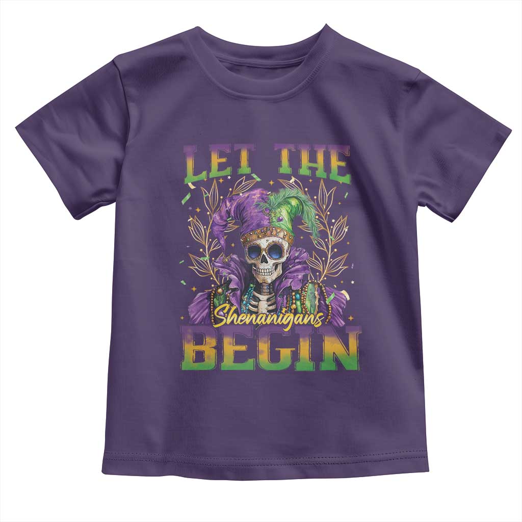 Mardi Gras Toddler T Shirt Let The Shenanigans Begin Skeleton Jester Costume