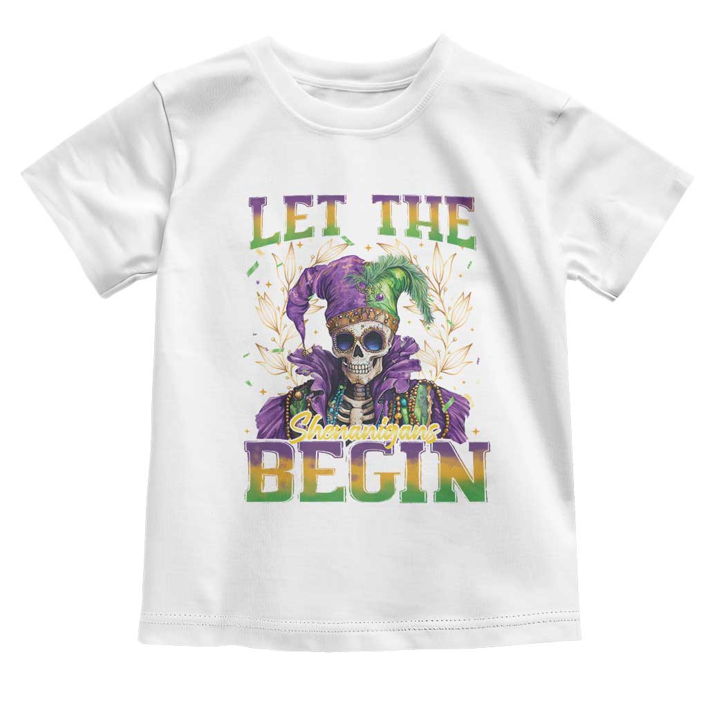 Mardi Gras Toddler T Shirt Let The Shenanigans Begin Skeleton Jester Costume