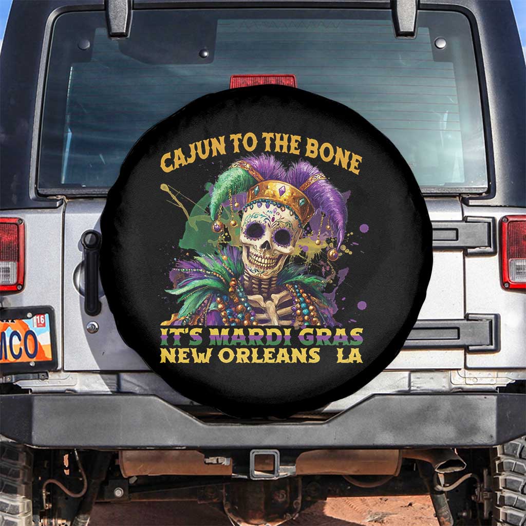 Louisiana Mardi Gras Spare Tire Cover Cajun To The Bone Skeleton Jester Costume
