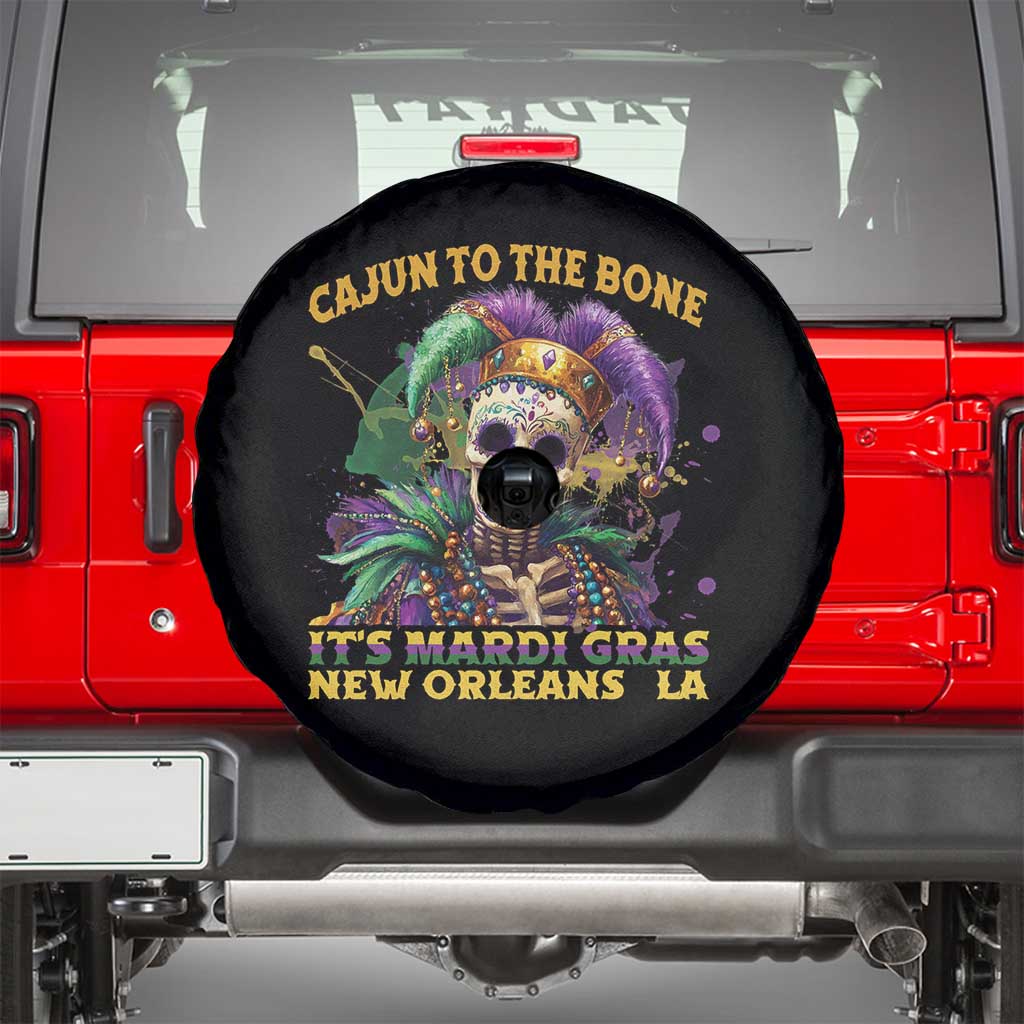 Louisiana Mardi Gras Spare Tire Cover Cajun To The Bone Skeleton Jester Costume