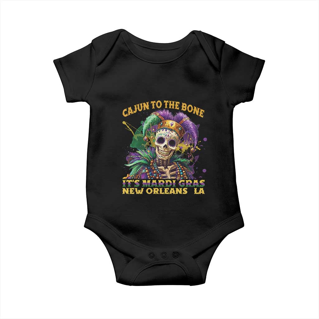 Louisiana Mardi Gras Baby Onesie Cajun To The Bone Skeleton Jester Costume