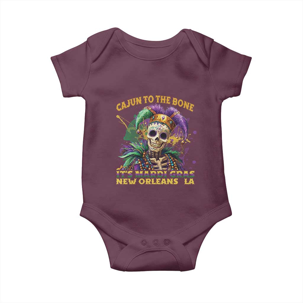 Louisiana Mardi Gras Baby Onesie Cajun To The Bone Skeleton Jester Costume