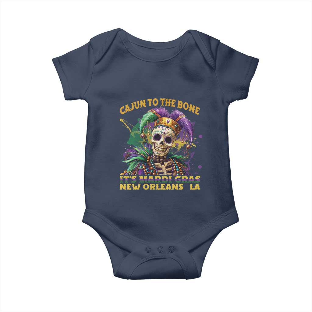Louisiana Mardi Gras Baby Onesie Cajun To The Bone Skeleton Jester Costume