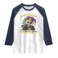 Louisiana Mardi Gras Raglan Shirt Cajun To The Bone Skeleton Jester Costume