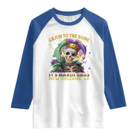 Louisiana Mardi Gras Raglan Shirt Cajun To The Bone Skeleton Jester Costume