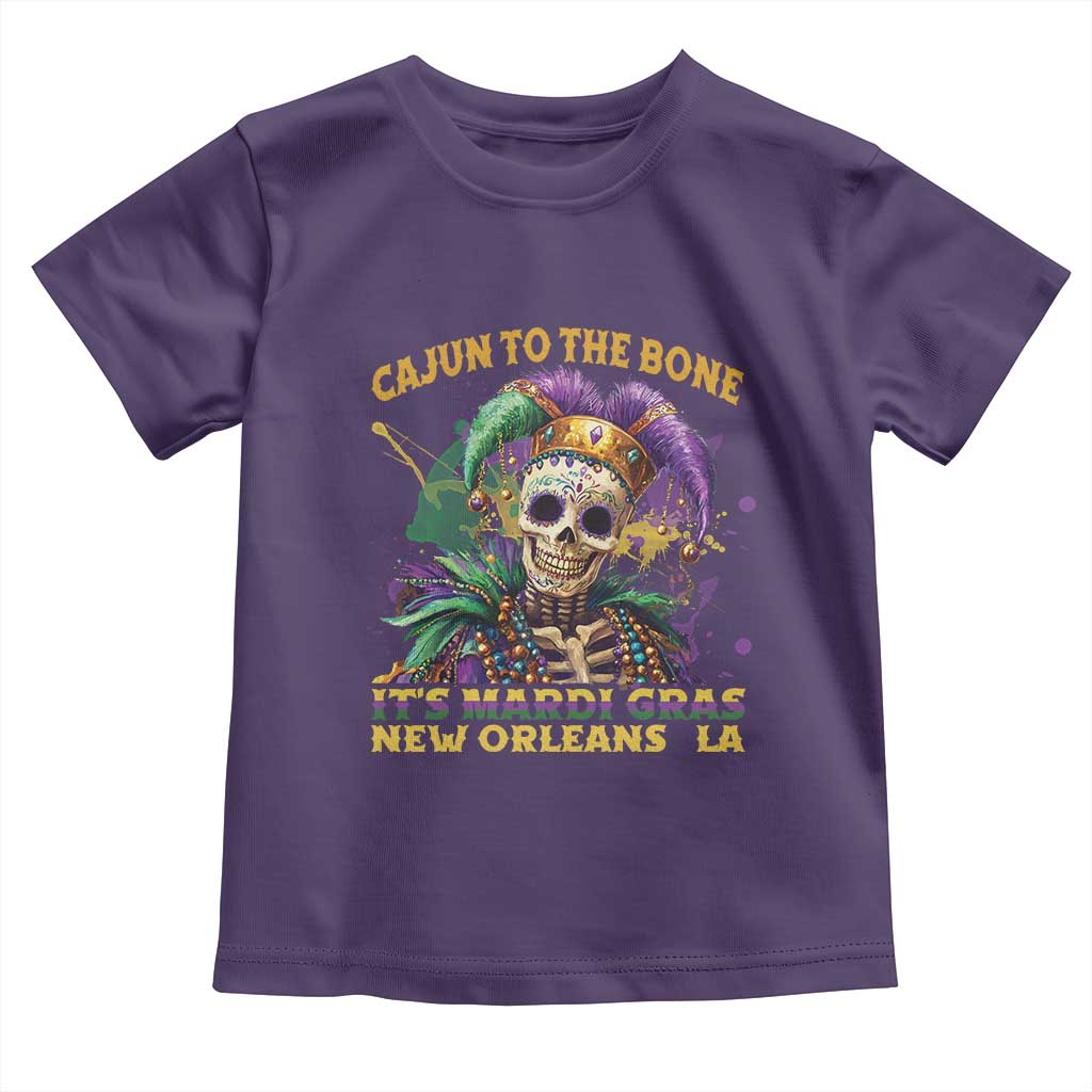 Louisiana Mardi Gras Toddler T Shirt Cajun To The Bone Skeleton Jester Costume