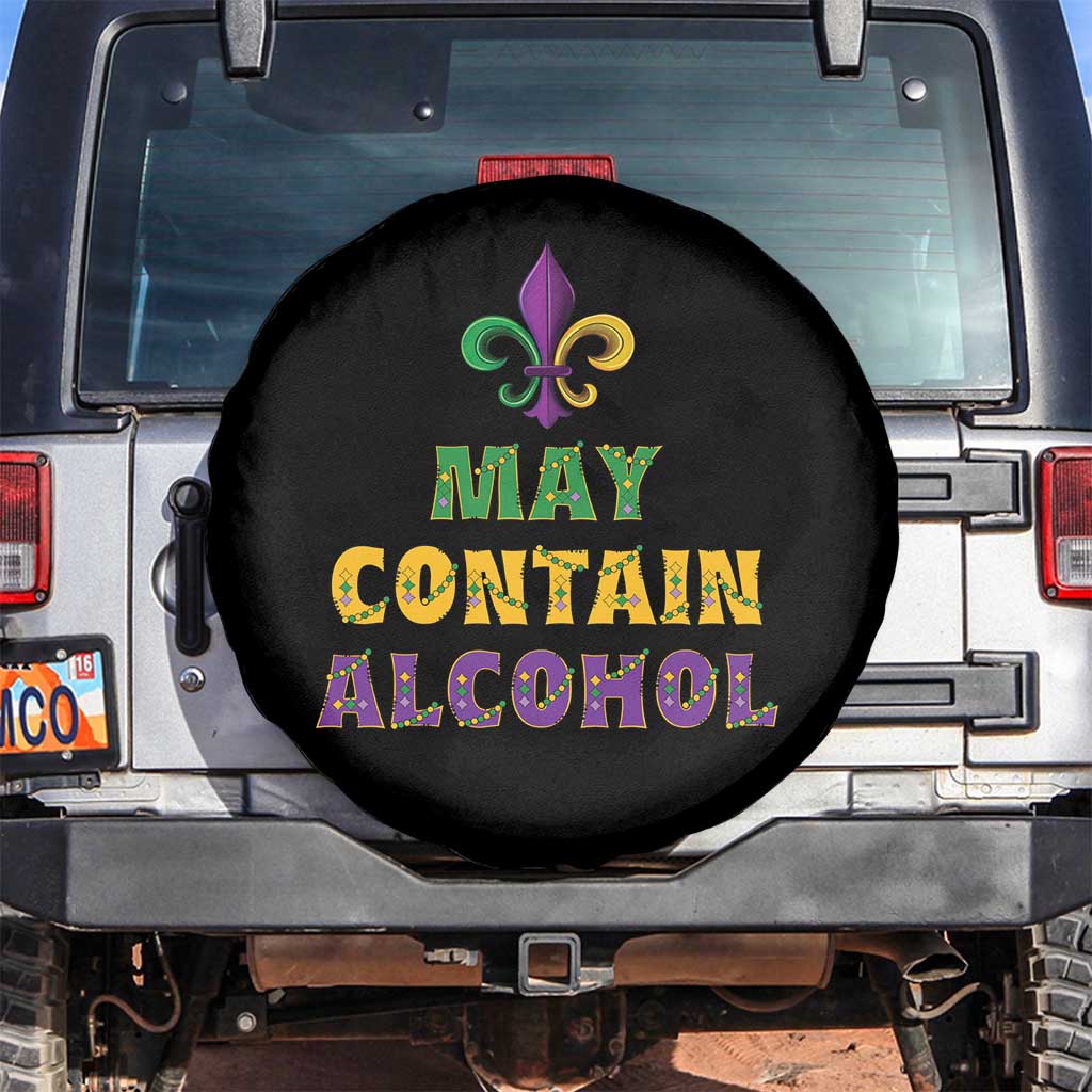 Funny Mardi Gras Party Spare Tire Cover May Contain Alcohol Drinking Team