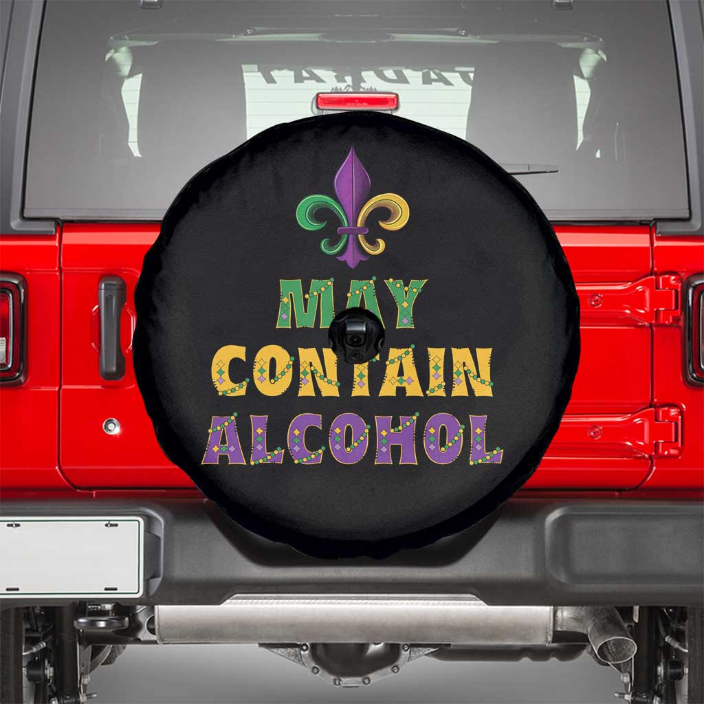 Funny Mardi Gras Party Spare Tire Cover May Contain Alcohol Drinking Team