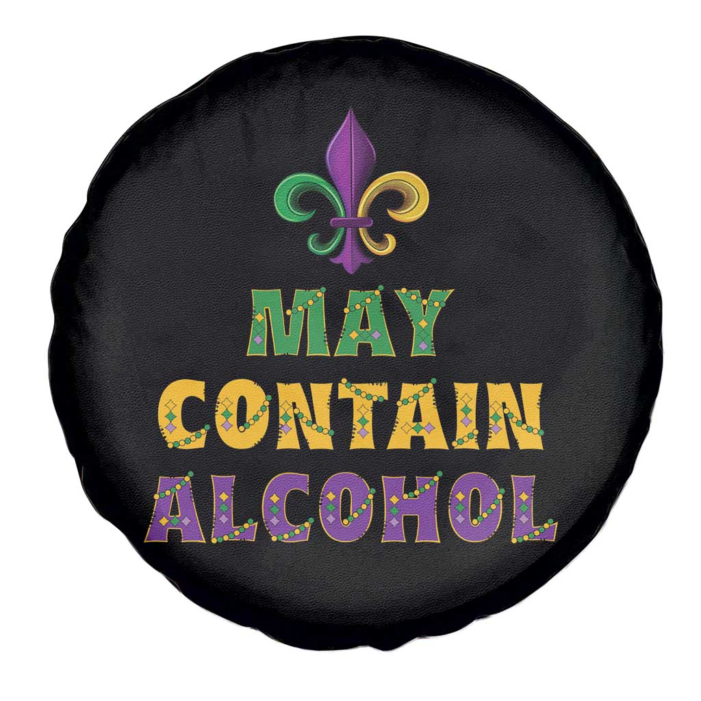 Funny Mardi Gras Party Spare Tire Cover May Contain Alcohol Drinking Team