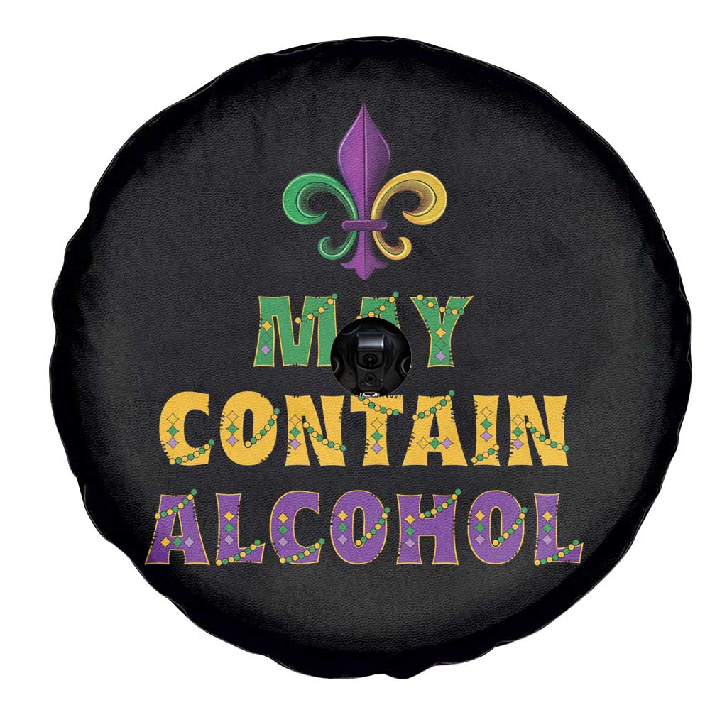 Funny Mardi Gras Party Spare Tire Cover May Contain Alcohol Drinking Team