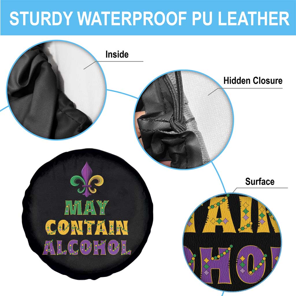 Funny Mardi Gras Party Spare Tire Cover May Contain Alcohol Drinking Team