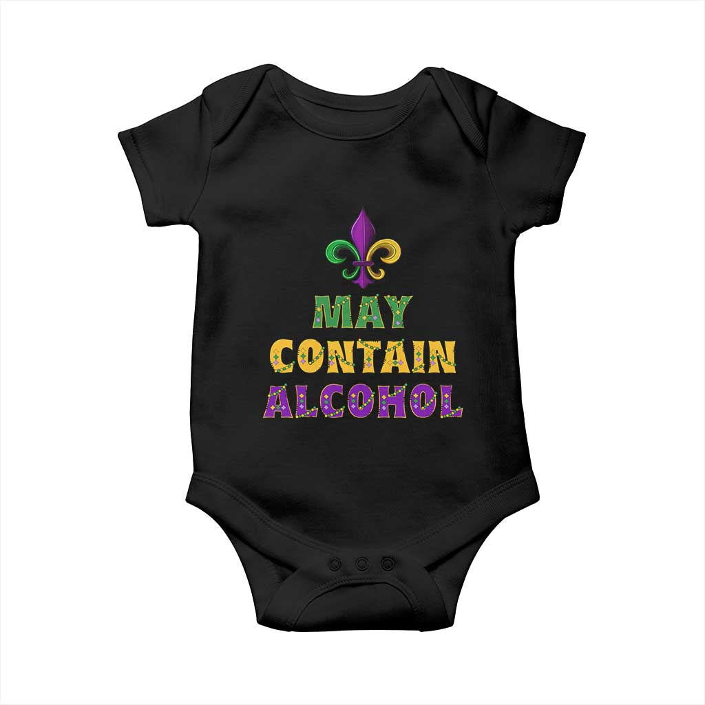 Funny Mardi Gras Party Baby Onesie May Contain Alcohol Drinking Team