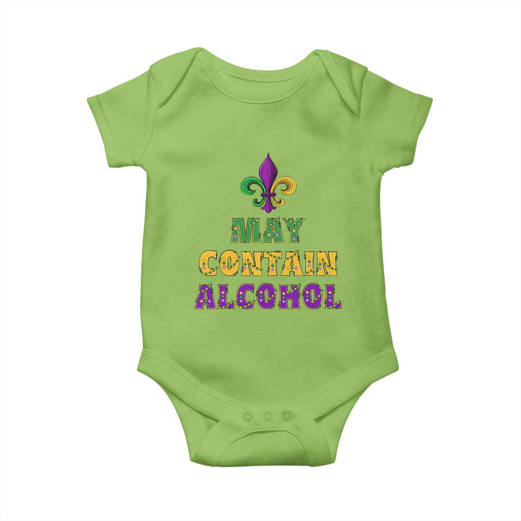 Funny Mardi Gras Party Baby Onesie May Contain Alcohol Drinking Team