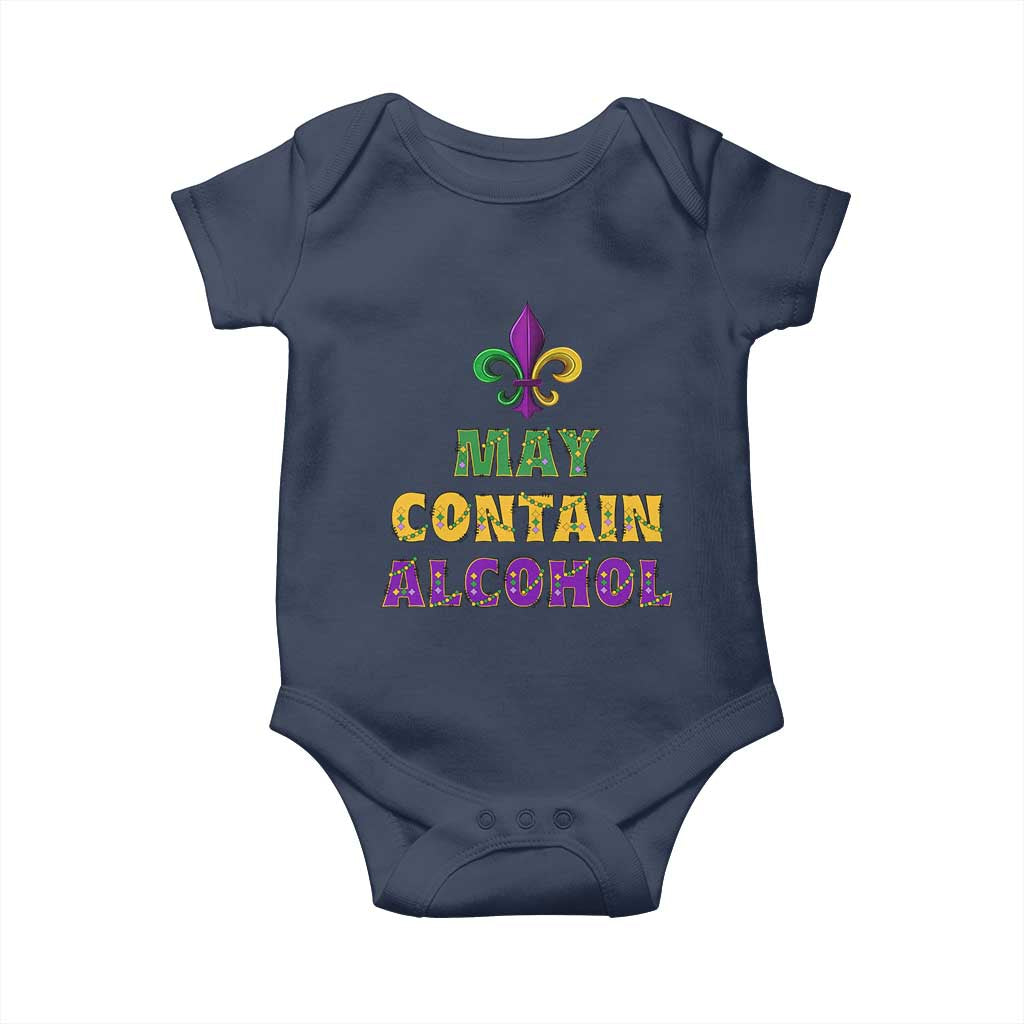 Funny Mardi Gras Party Baby Onesie May Contain Alcohol Drinking Team