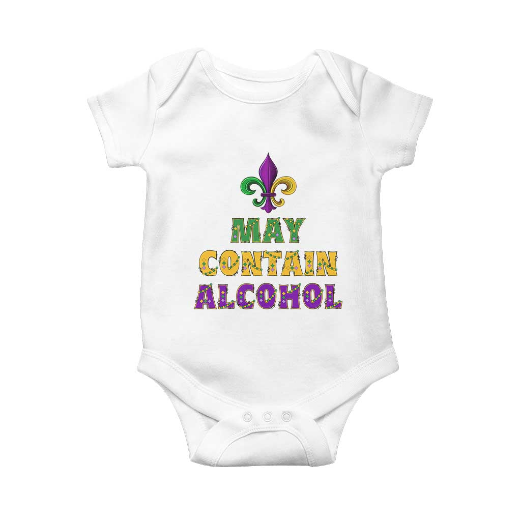 Funny Mardi Gras Party Baby Onesie May Contain Alcohol Drinking Team