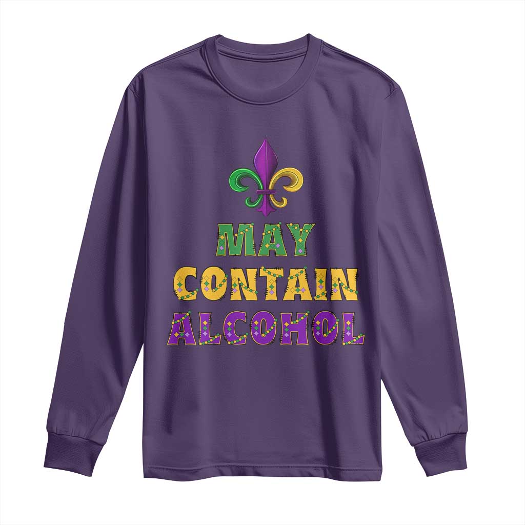 Funny Mardi Gras Party Long Sleeve Shirt May Contain Alcohol Drinking Team